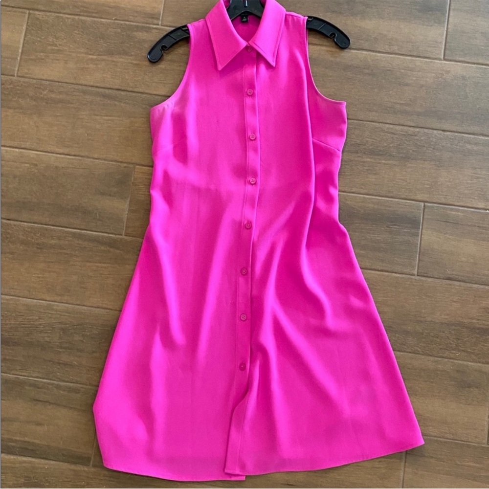 Ralph Lauren Bright Hot Pink Sleeveless Button-Up Mini Dress